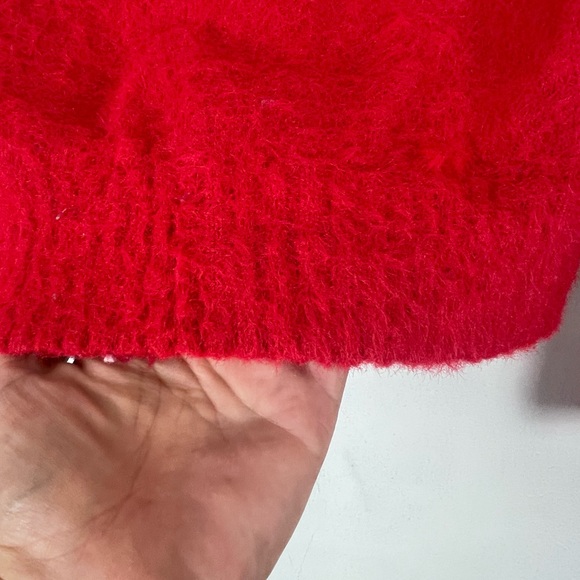 Victoria’s Secret Fuzzy Red Cropped Long Sleeve Sweater GUC Size S - Picture 3 of 5